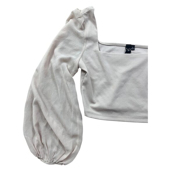 Windsor Y2K Milkmaid Crop Top Womens Medium Ivory Solid Balloon Sleeve Peasant - Picture 4 of 10